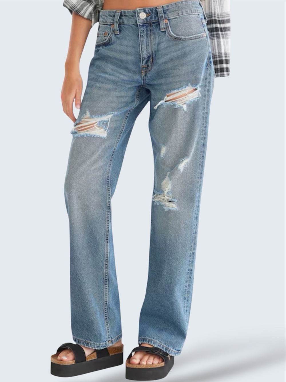 Aeropostale Y2K Straight Leg Distressed Jeans Size 6 “Low Rise 90’s Baggy”